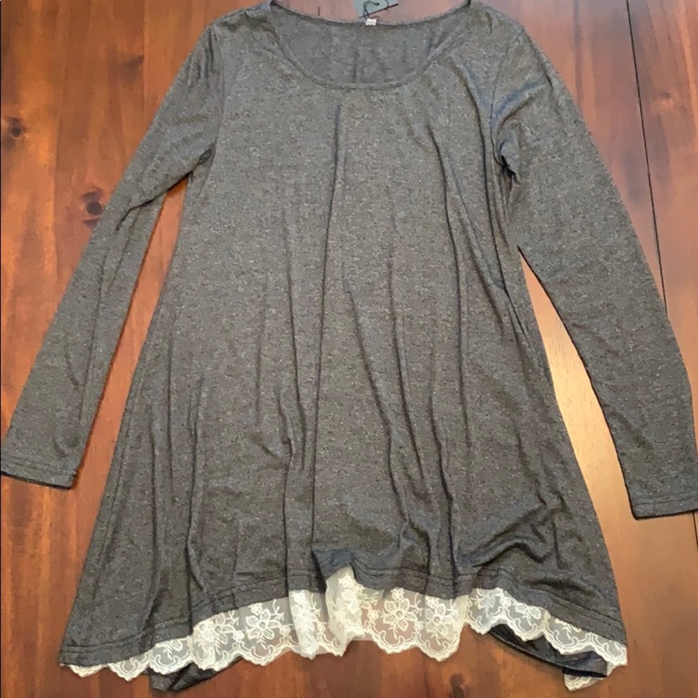 Gray long sleeve dress with lace